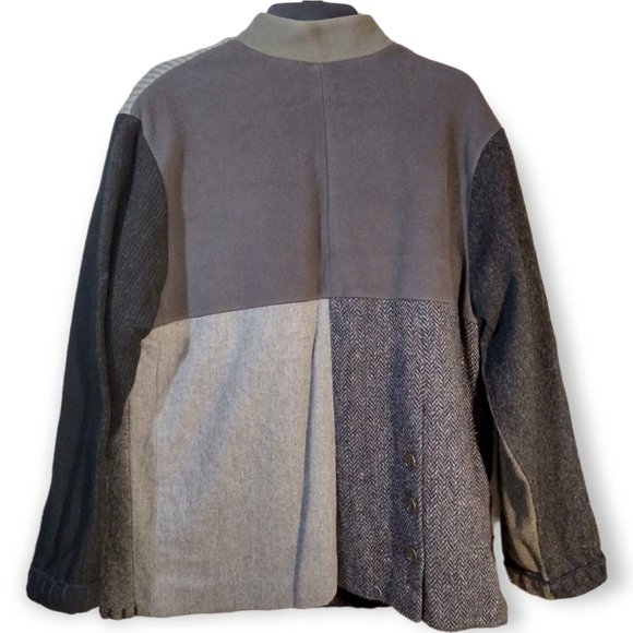 VTG BaabaaZuzu Women's Large Upcycled Wool Jacket Coat Patchwork Made In MI USA - Picture 2 of 9